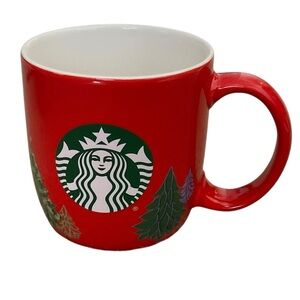 Starbucks Red Holiday Trees Mug 18 oz 2020 Christmas Logo Coffee Cup